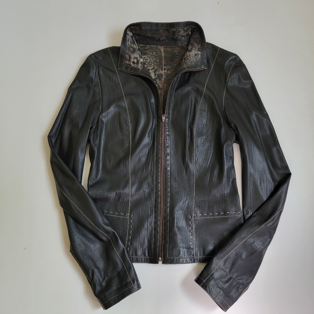 Leather Zip Front Jacket - image 4